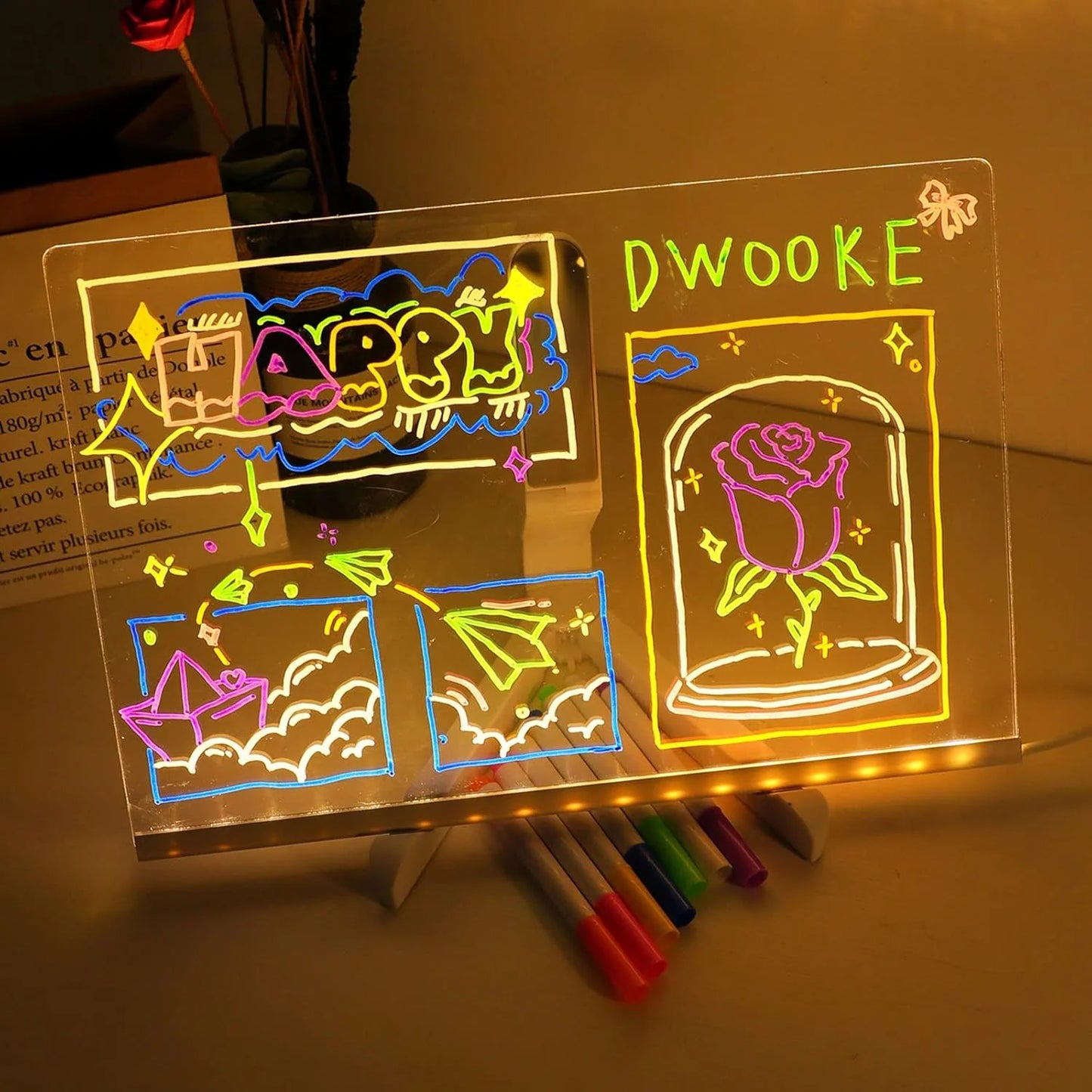 LED Note Board With Colors - Light Up Drawing Board for Kids