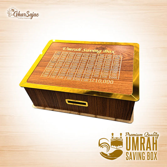 Umrah Saving Box - Wooden Islamic Money Saving Box