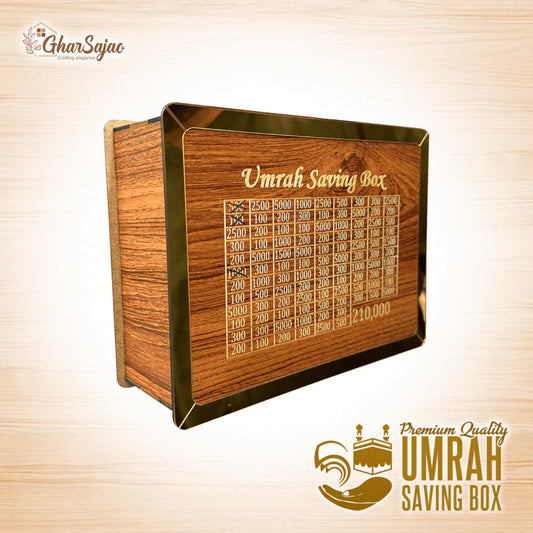 Umrah Saving Box - Wooden Islamic Money Saving Box
